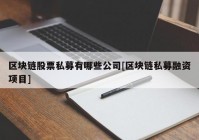 区块链股票私募有哪些公司[区块链私募融资项目]